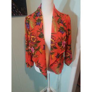 Iris LA Womens Med Orange Tropical Cropped Jacket